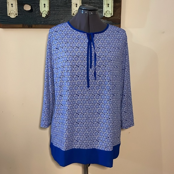 Chico’s Blue Blouse Top Size 2 Large - Picture 4 of 16